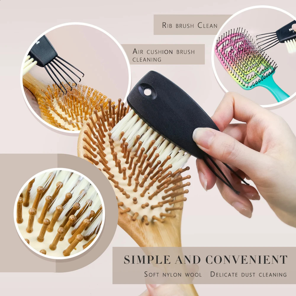 Color Boar Bristle Paddle Hair Brush Anti Static Hair Comb Hairdressing Massage Comb set with Cleaning comb accessory 250120