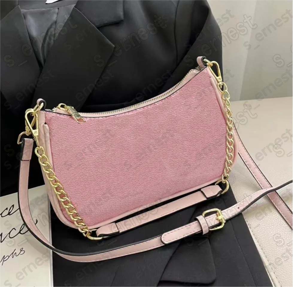 Designer Underarm Small pink Handbags Women Shoulder Bag Soft Hobo ladies Purse Chain Strap Croissant bags