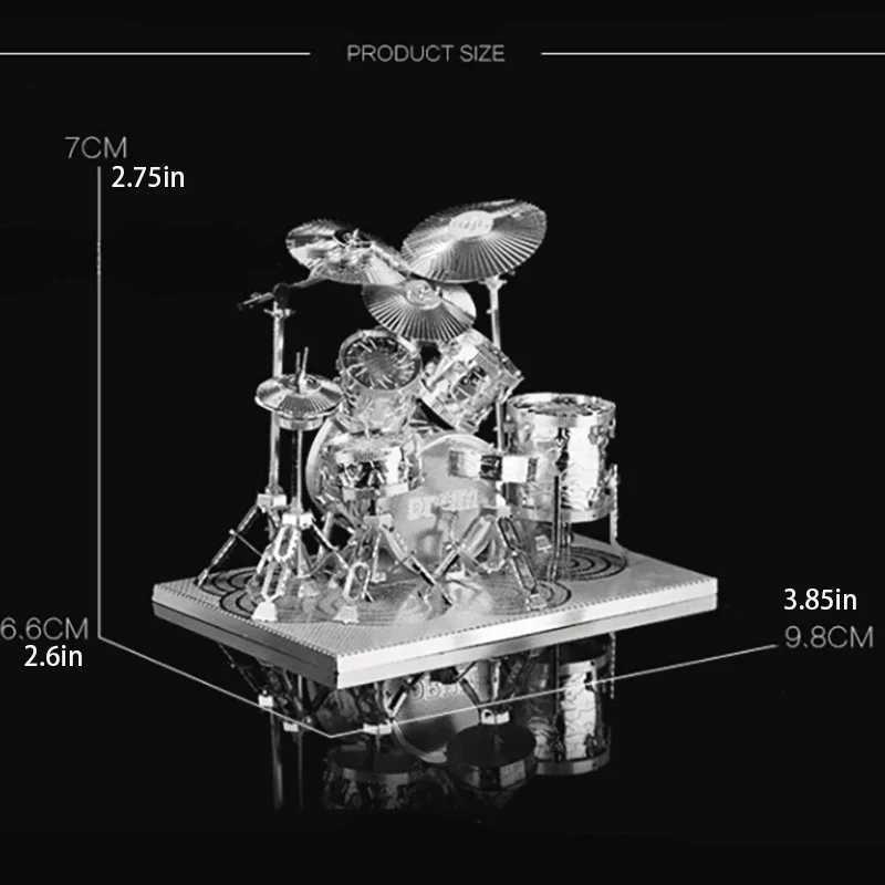 Drum set 3D metal puzzle model kit DIY laser cutting puzzle childrens puzzle toy W250117