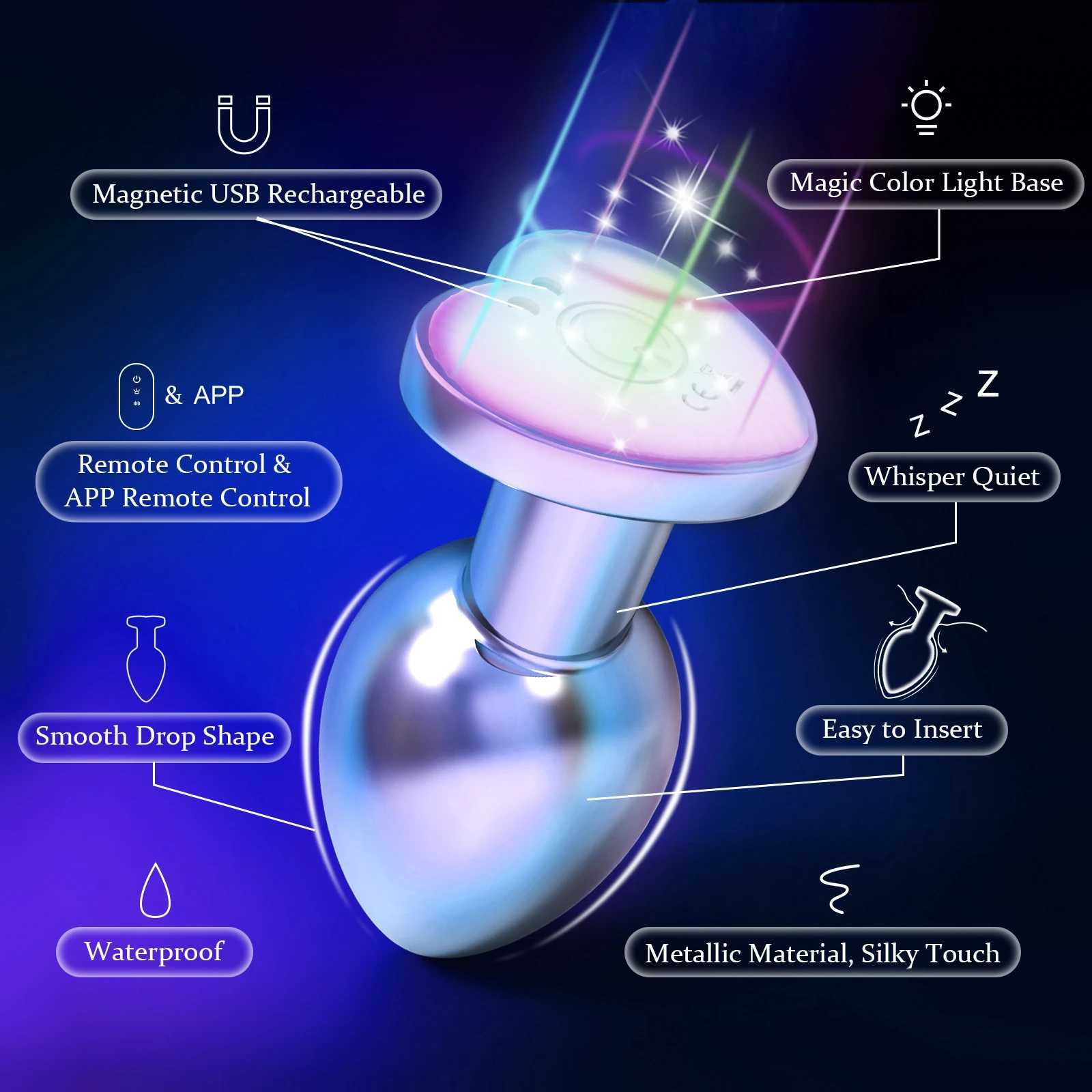 Glowing Vibrating Anal Plug RGB Light APP Control Anal Vibrator Bright Metal Butt Plug Bluetooth Vibration Dildo Adult Sex ToysXJ250121