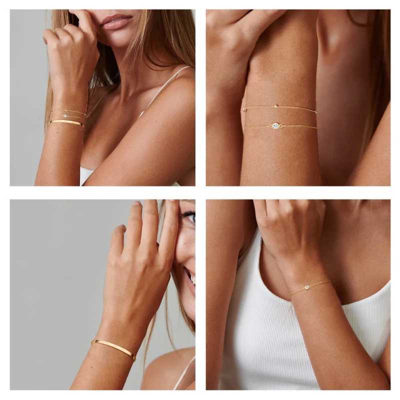 3pcs 14K Gold Plated STAINL Waterproof Bracelet Sets for Women Girls Snake Chain Cuban Link Cuff Bangle Stackable BraceletsXJ250117
