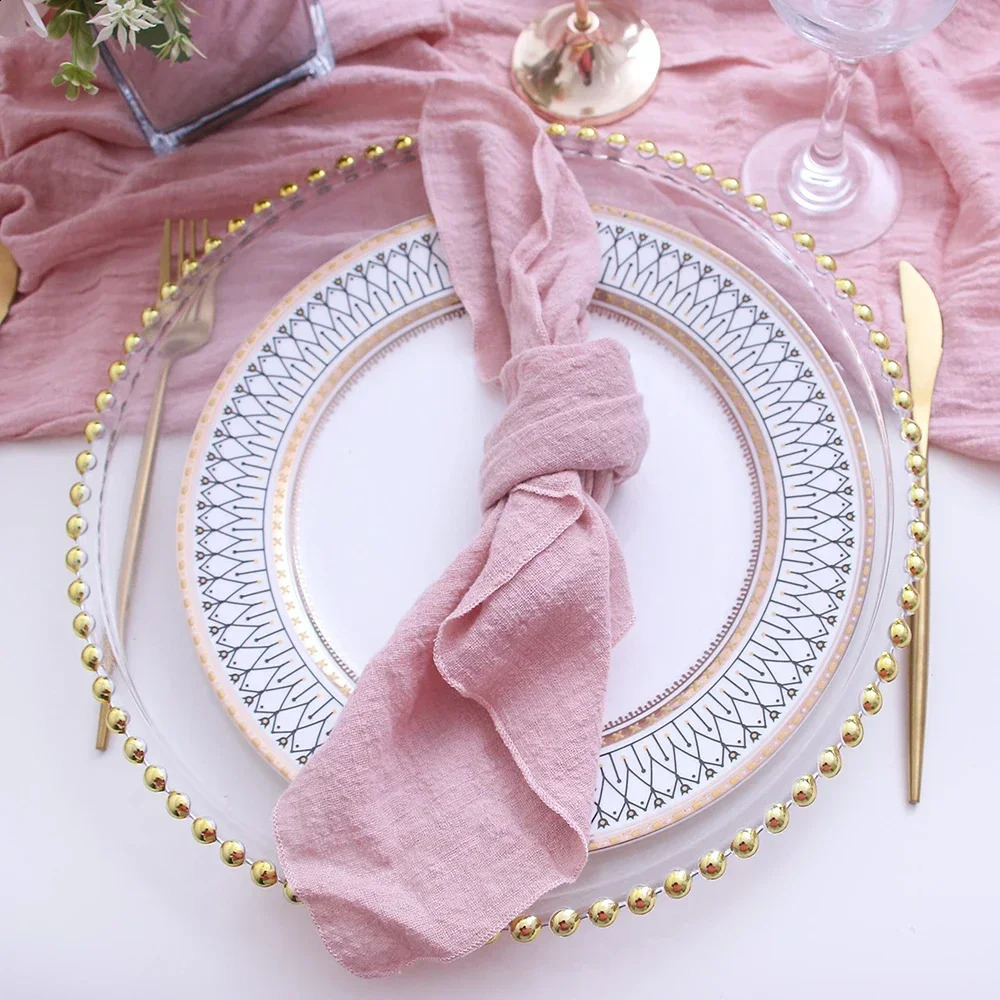 10Pack 30x30cm Pink Sewing Cloth Napkins Cotton Factory Wholesale Fabric Serviette Gauze Table Towels Wedding Decoration 250108