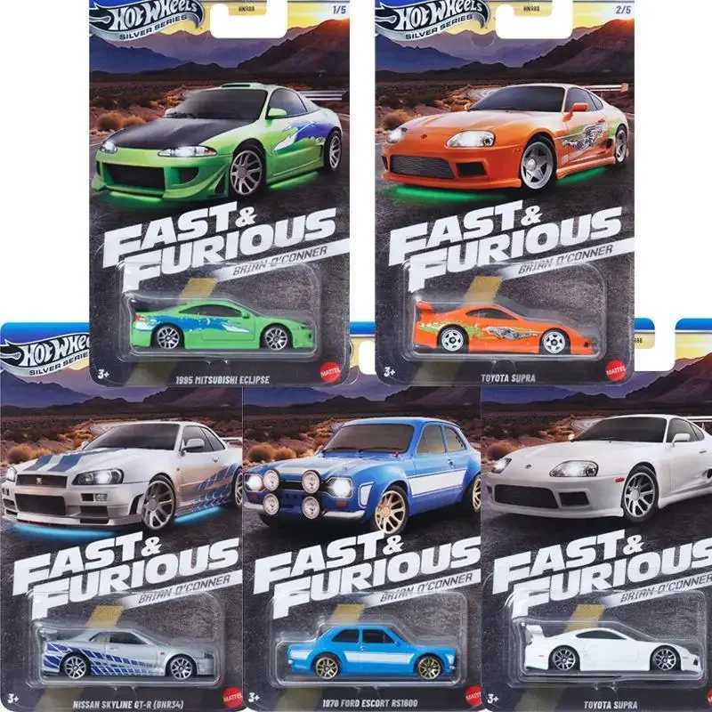 HNR88 Hot Wheel 1 64 Fast and Passionate Nissan Skyline GTR BNR34 Super Eclipse Ford Escort RS1600 Diecast Alloy Car Model X250125