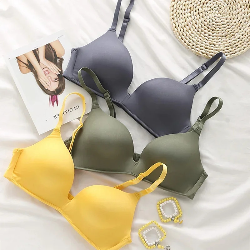 Womens Seamless Bra Sexy No Wire Push Up Underwear Girls Students Breathable Thin 10 Colors Bras Females Gathered 250122