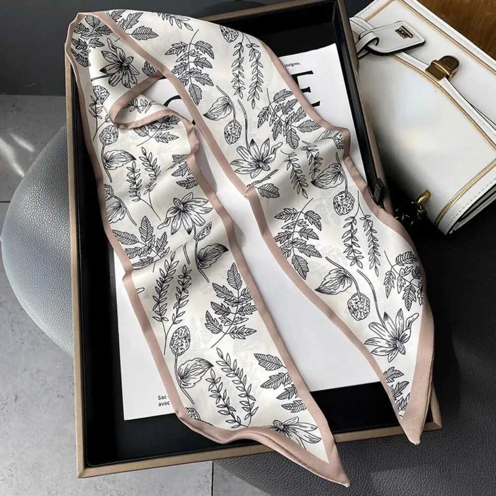 Fashion Print Hair Ribbon Scarf Women Neck Tie Bag Silk Skinny Headscarves Ladies Foulard Floral Bands 2024 New W250118