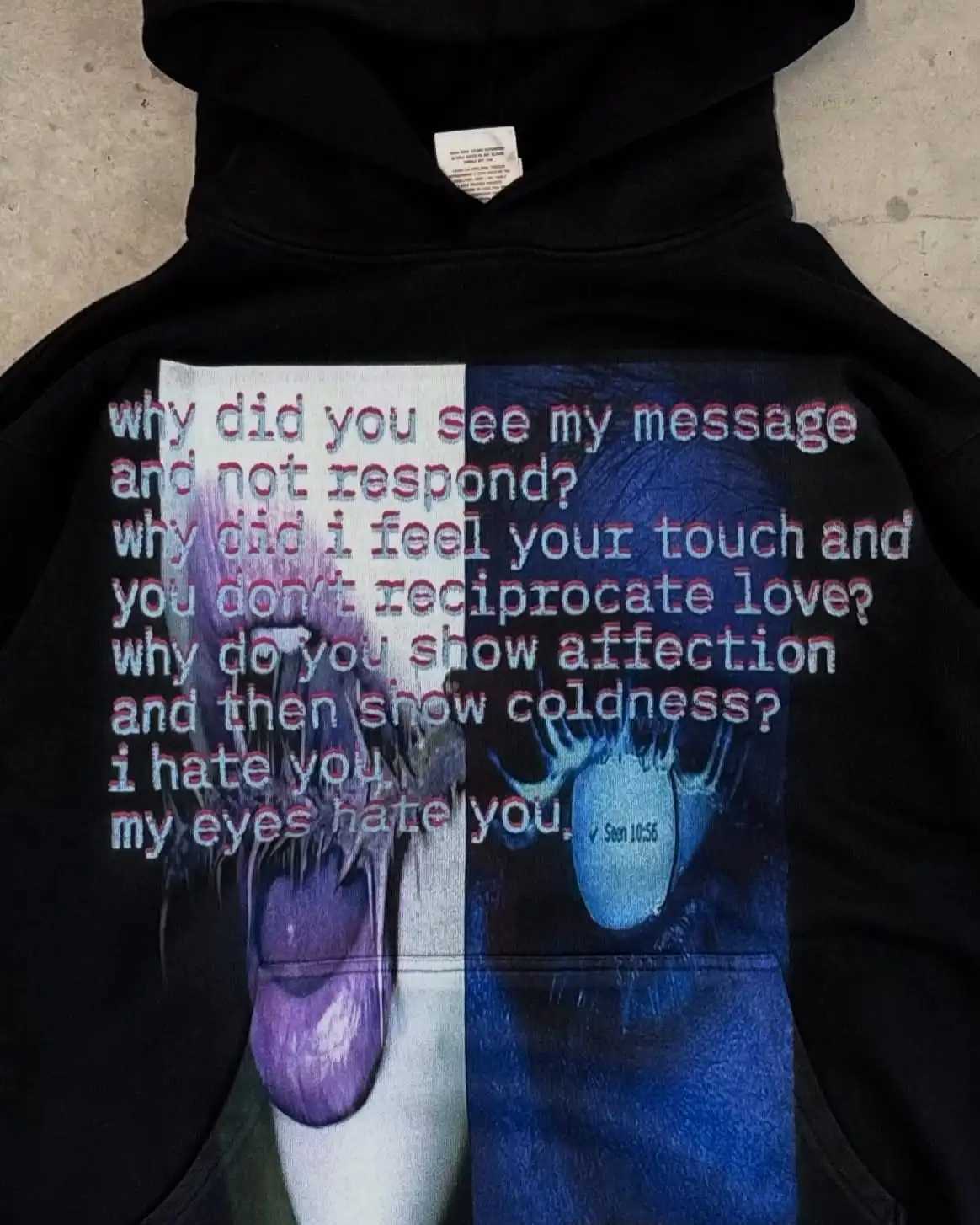 Harajuku Thickened Hip Hop Affection Hoodie Oversized Y2k Goth Hoodies Women Streetwear Tops Sweatshirt Grunge Men Clothing X250125
