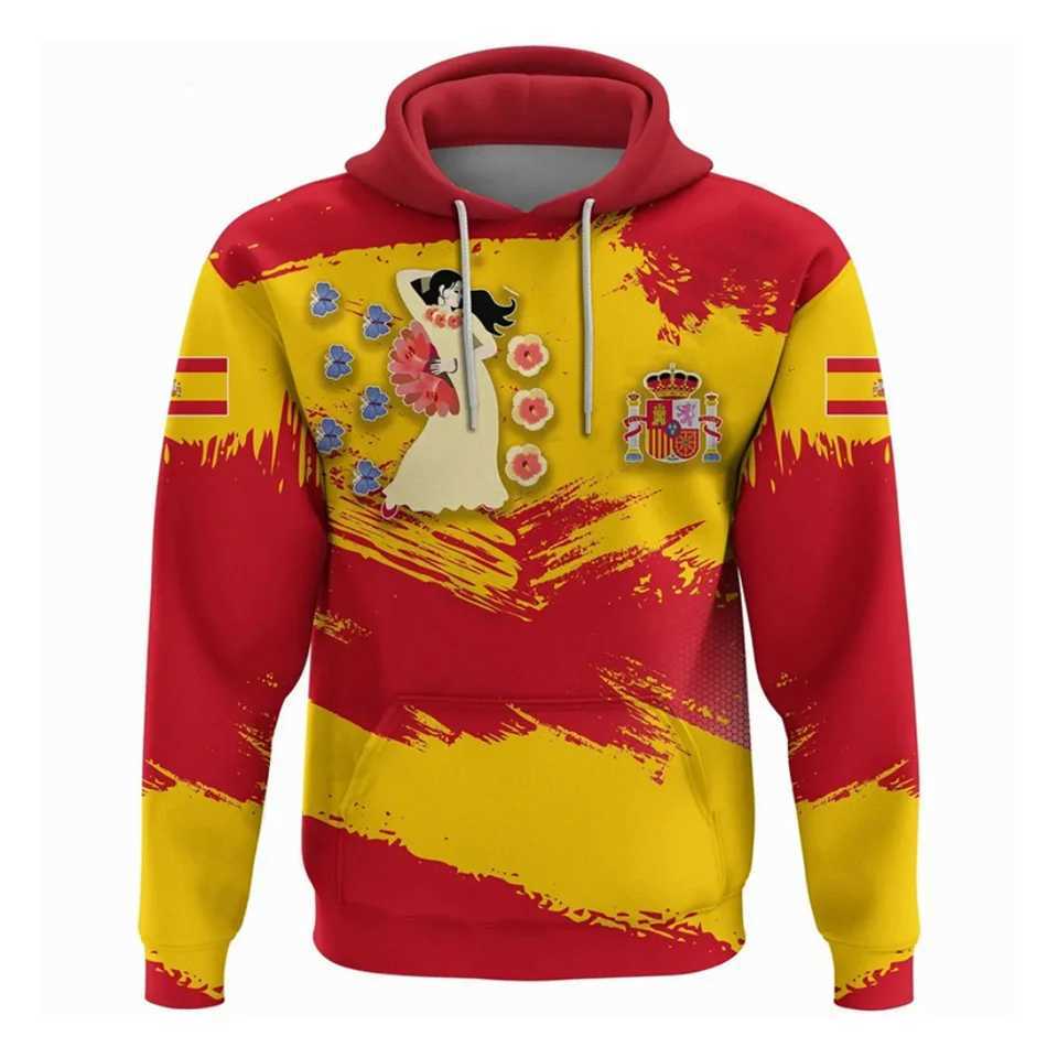Spanish Emblem Graphic Hoodie For Men 3D Spain National Flag Printed Clothing New in Hoodies Women Harajuku Fashion y2k Pullover W250114