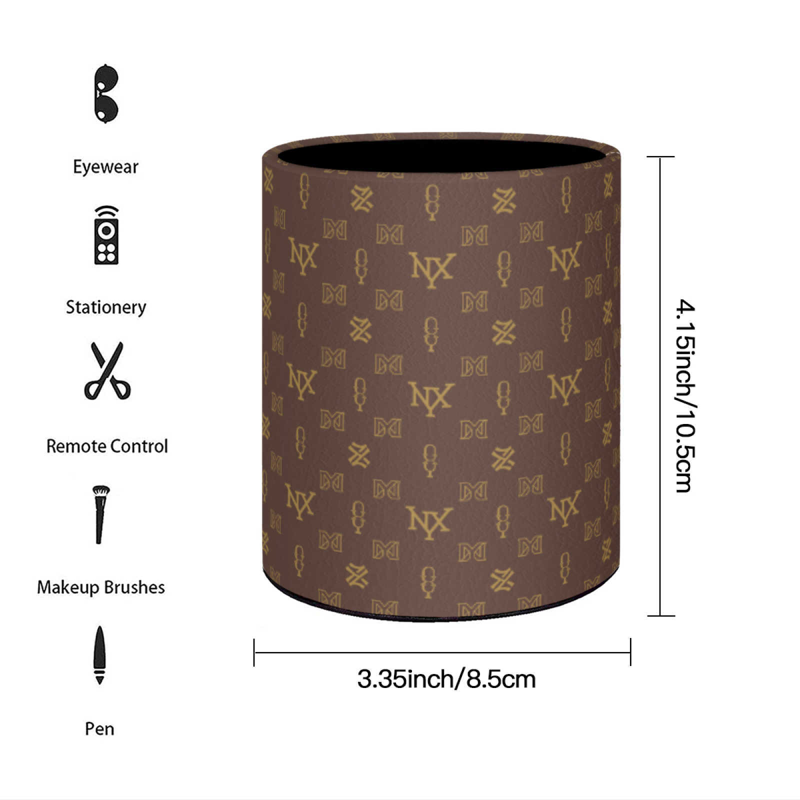NXY Business Leather Designer Round Pencil Holder Desktop Stationery Makeup Brush Storage Office Desk Organizer Pencil Cup Holder