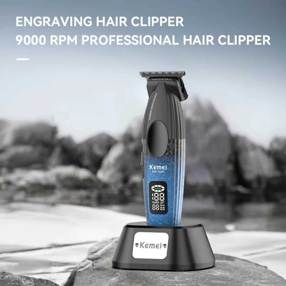 Kemei Trimmer Professional Trimmer 9000 RPM Hair Clippers Brushless Motor Haircut Mane Electric Hair Trimmer for Men KM-1669W250117