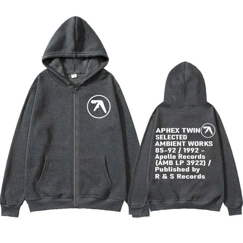 Aphex Twin Ambient Works Records Zip Up Hooded Men Women Harajuku Hip Hop Punk Jackets Sweatshirts Fashion Casual Zipper Hoodies X250125