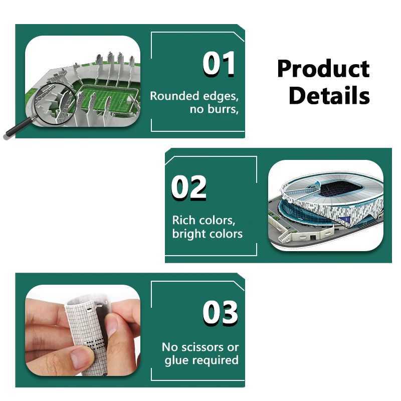 Creative DIY 3D Paper Puzzle Football Field Stadium Assembled Model Educational Toys Jigsaw Puzzle For Kids Fans Gifts W250117