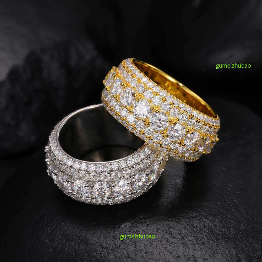 5 Rows Pass Dia Tester Sterg Sier Shiny Fashion Jewelry Rings Moissanite Ring Men