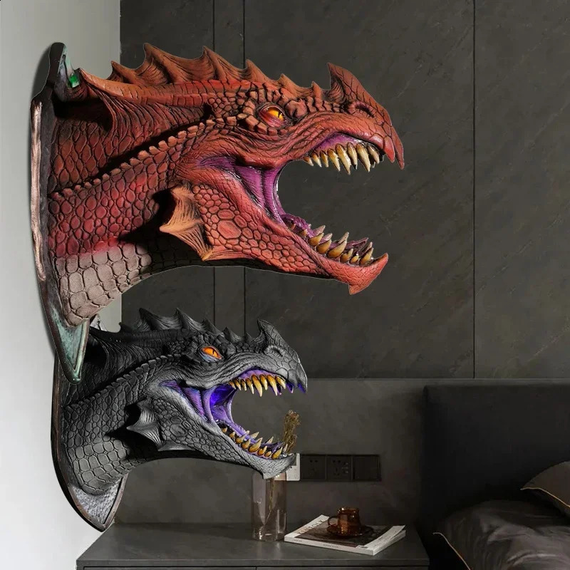3d Dragon Legends Prop Wall Mounted Dinosaur Light Wall Art Sculpture Statue Wall Art Home Decor Room Decoration 250120