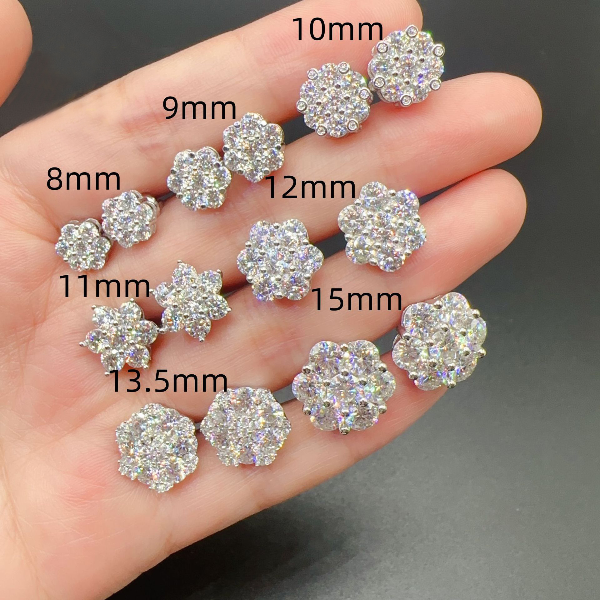 stud earrings designer for women 925 sterling silver pass diamond tester vvs1 D color flower moissanite earrings mens gold earring jewelry valentines 