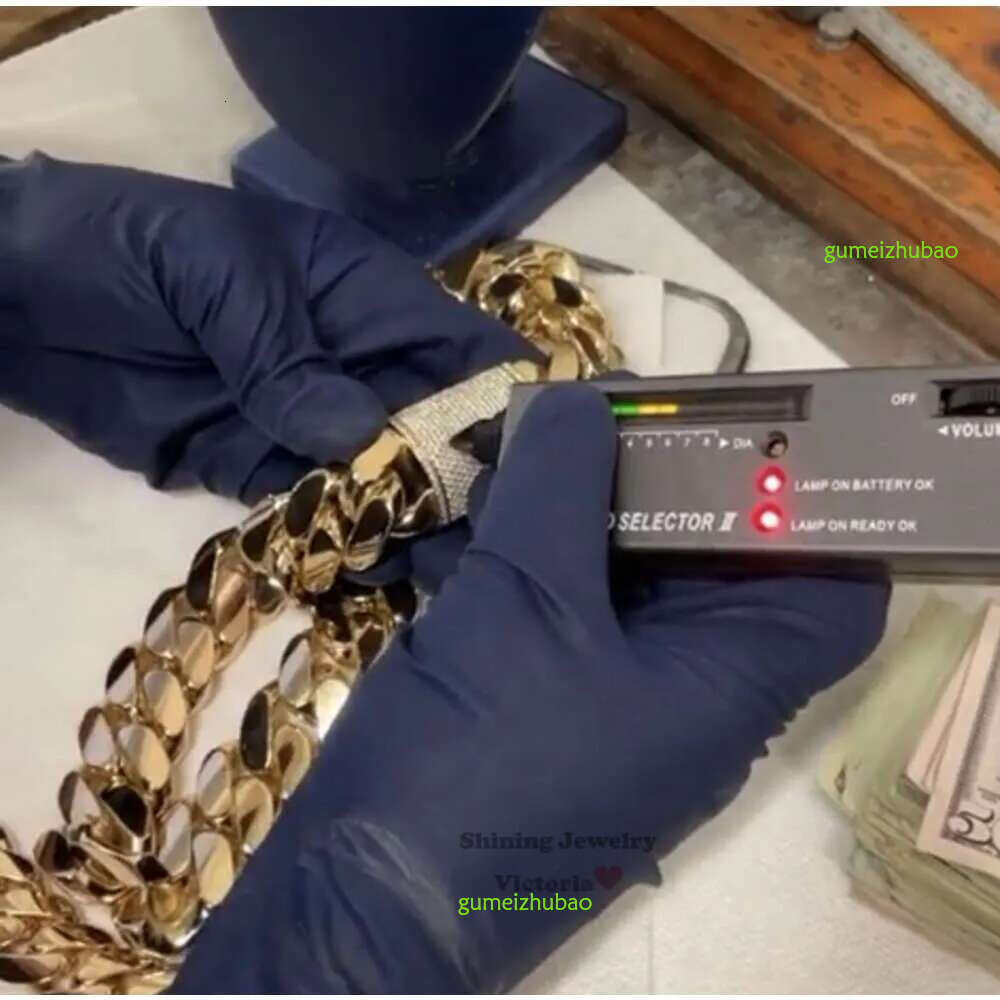 Hip Hop Jewelry Men Thick Miami Necklace 28mm 24 1kilo Gram 14k Gold Plated Plain Style 999 Sier Cuban Chain