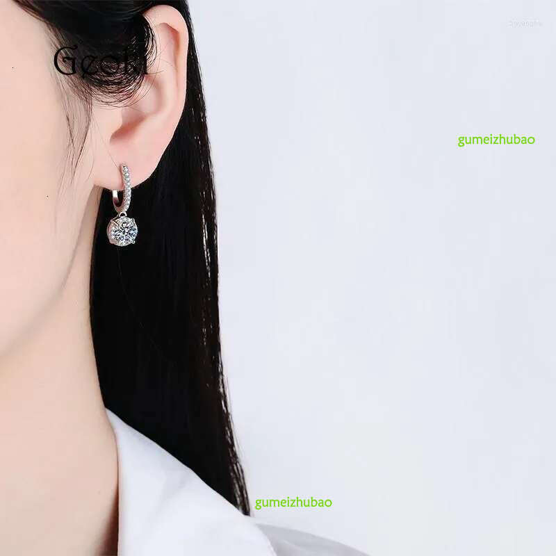 Stud Earrings Sier Original Total 2 Carat Brilliant Cut Dia Test Past Moissanite Wedding For Teen Girls Gemstone Jewelry