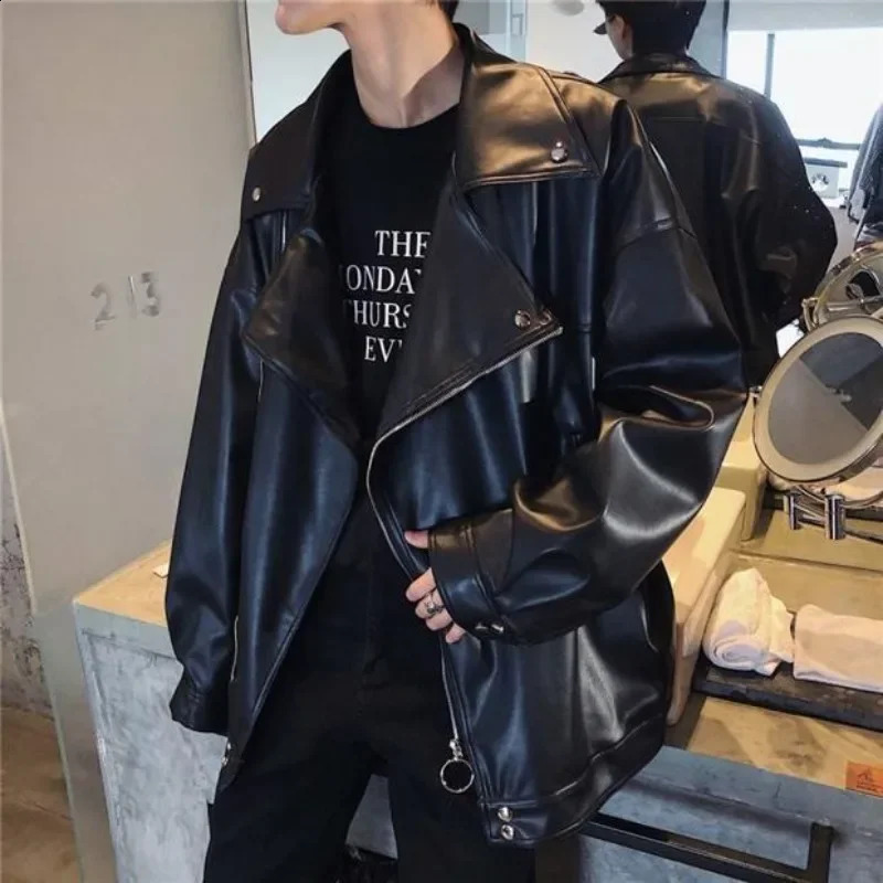 Trendy Leather Jacket for Men Casual Man Coat Korean Reviews Many Fast Delvery Stylish Harajuku Y2k Cold Vintage In Deals 250110Z