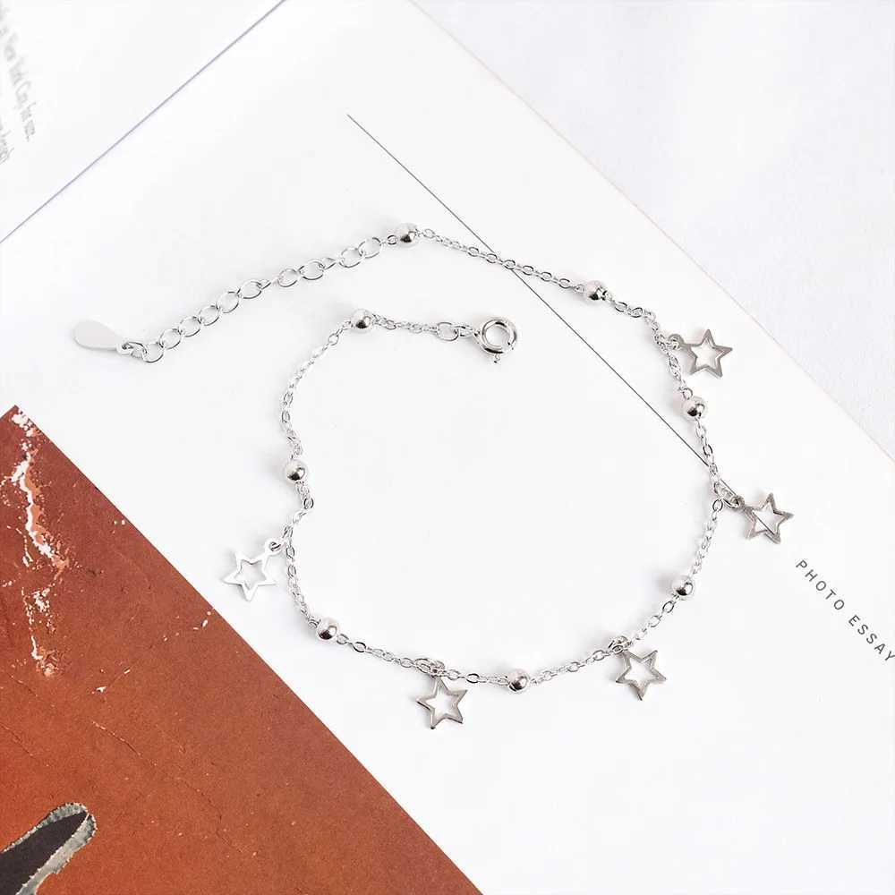 925 Sterling Silver Simple Star Pendant Anklet Women Summer Ocean Beach Casual Jewelry Accories Girlfriend GiftXJ250121
