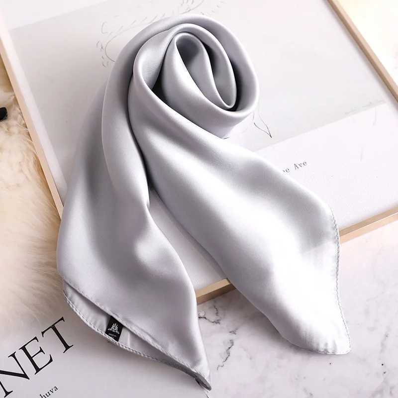 2023 New Fashion Summer Silk Square Scarf Solid Women Satin Neck Hair Tie Band Soft Beach Hijab Head Female Foulard Free Shipping W250118