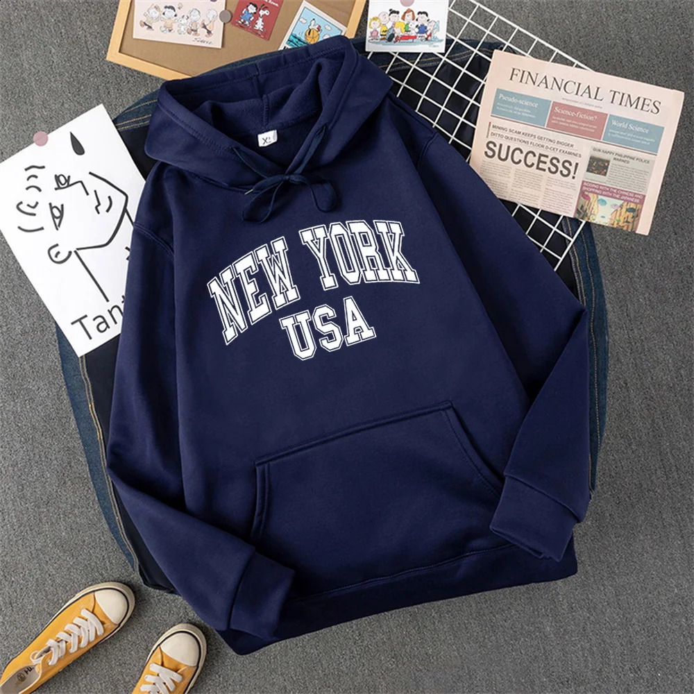 YORK USA Women Hoody Street Casual Loose Sweatshirt Autumn Fleece Hooded Hip Hop ONeck Clothing Female 250121