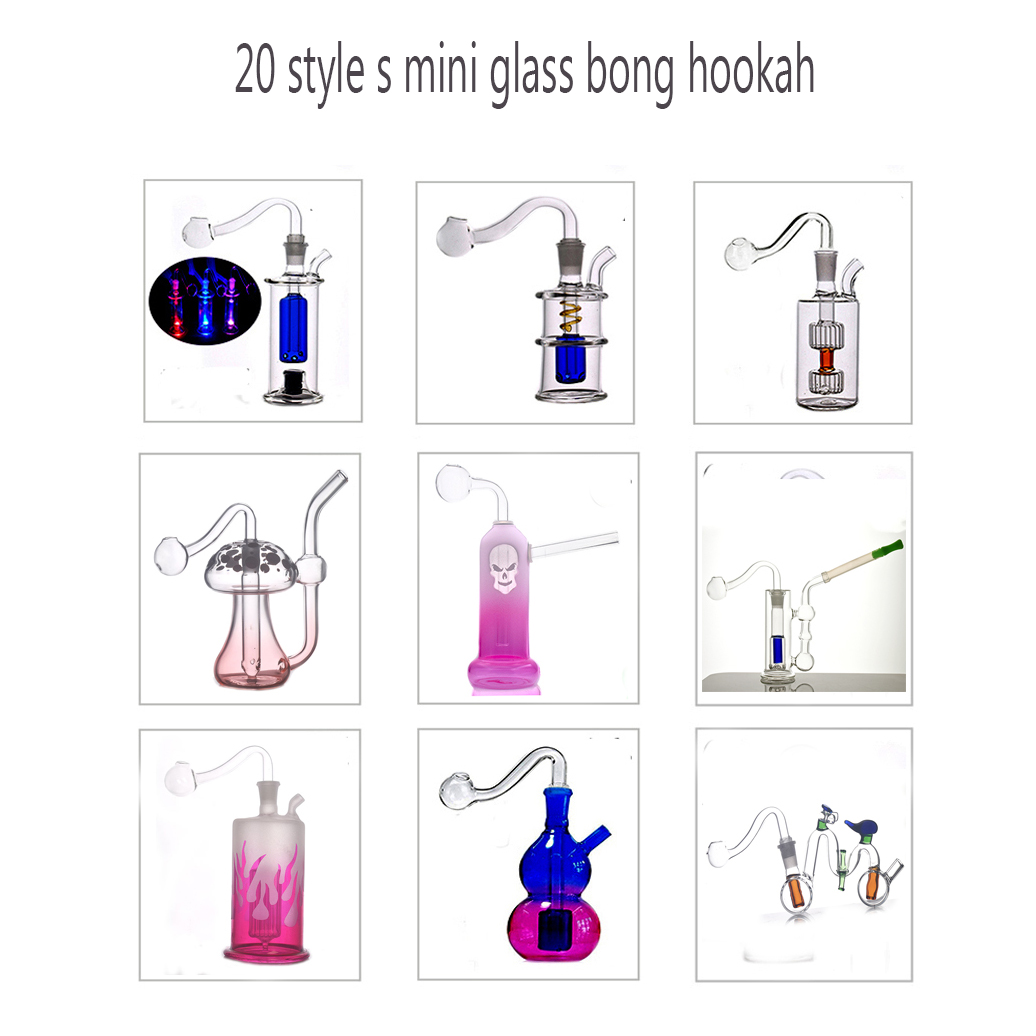 mini Hookahs glass bongs thick beaker bongs oil rigs water pipes 10mm joint Ice Catcher bubbler for smoking with 10mm male glass oil burner pipes