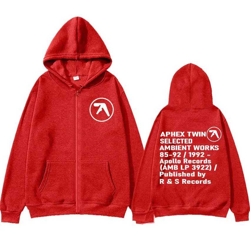 Aphex Twin Ambient Works Records Zip Up Hooded Men Women Harajuku Hip Hop Punk Jackets Sweatshirts Fashion Casual Zipper Hoodies X250125