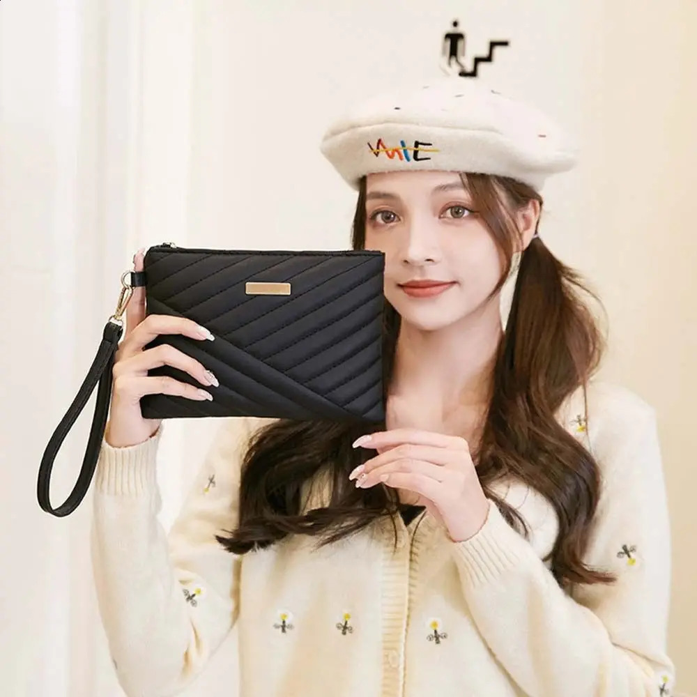 Women Stylish Leather Wristlet Bag Portable Envelope Clutch Wallet Small Purse Traveling Backpack Shopping Accessories 250317
