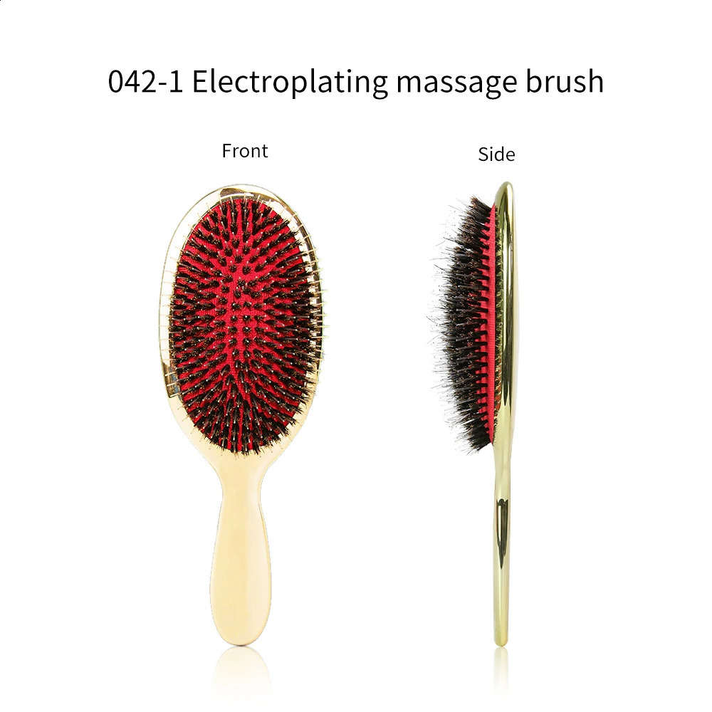 Color Boar Bristle Paddle Hair Brush Anti Static Hair Comb Hairdressing Massage Comb set with Cleaning comb accessory 250120