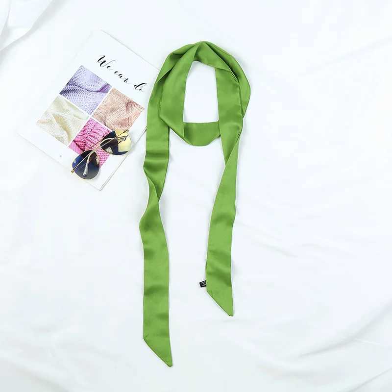 New Solid Color Slender Narrow Long Scarf Tied Bag Handle Scarves Small Satin Ribbon Decorative Bag Skinny Scarves W250118