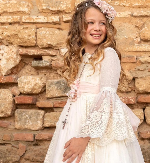 Vintage Long Sleeve Bohemain Flower Girl Dresses A Line Appliques With Sash Long Kids Formal Occasion Birthday First Communion Pageant Gowns BC18610 0