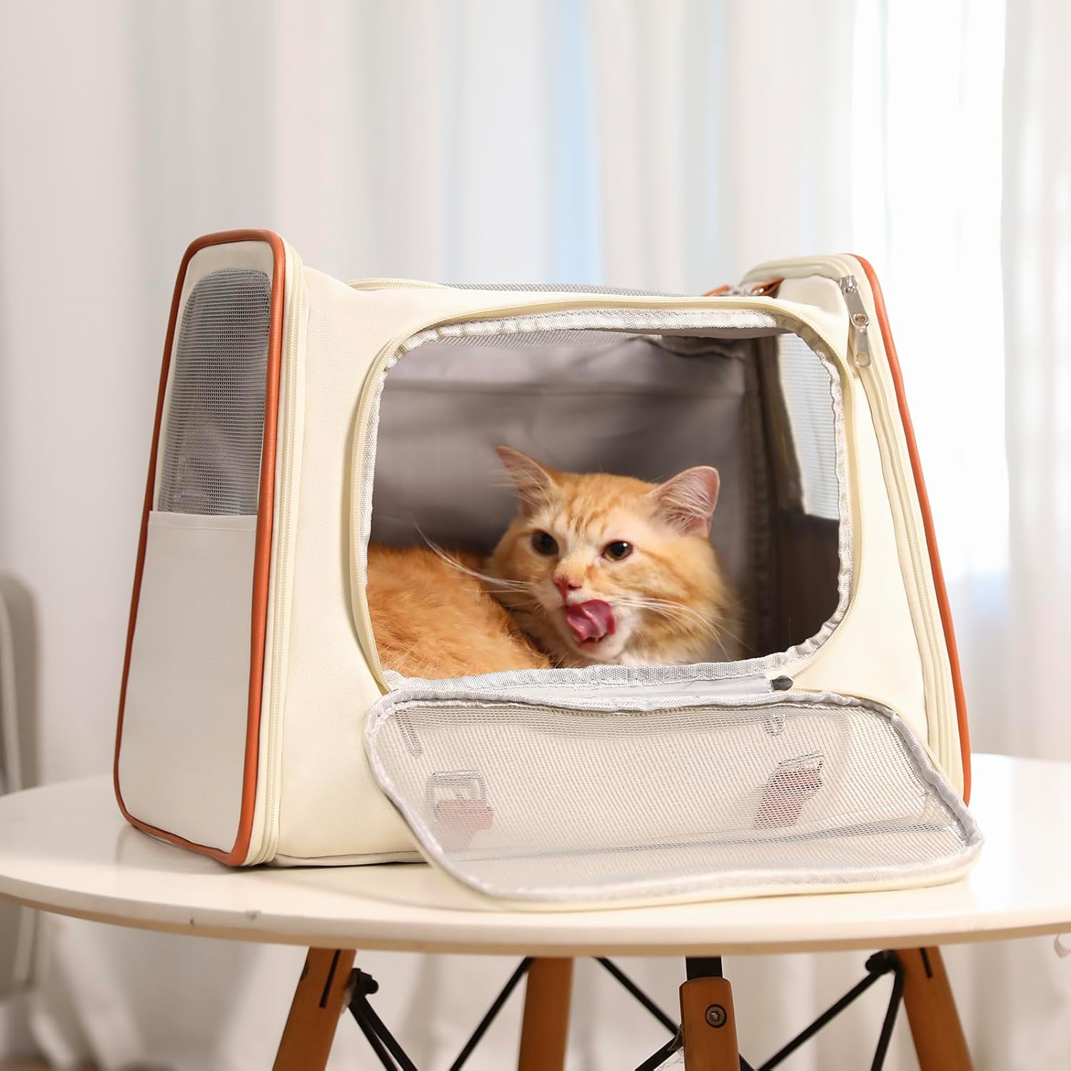Cat Carrier Soft-faced Cat Carrier Kitten Carrier with balanced ventilation and privacy 22 lb Max load dog travel bag for large cats