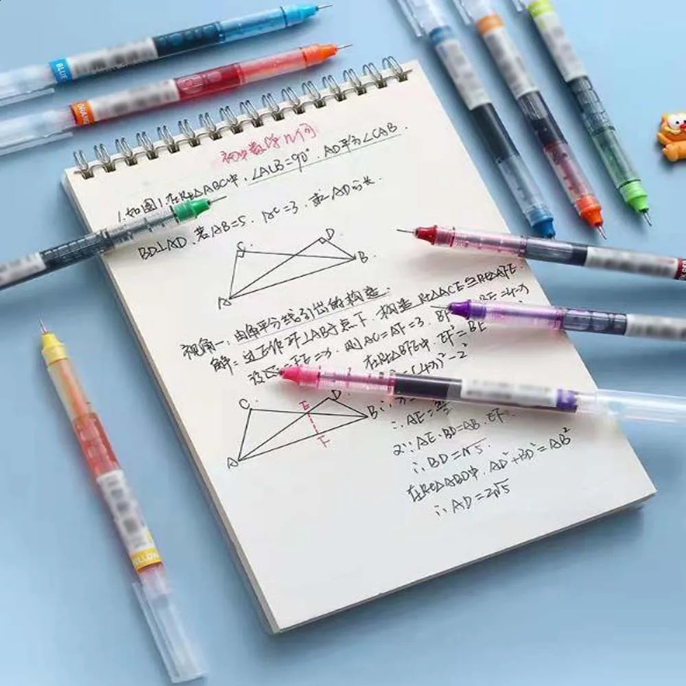 12PCS Color Quick-drying Straight Liquid Full Needle Pen Simple Large Capacity Neutral Pen Suitable for Drawing Note-taking 250121