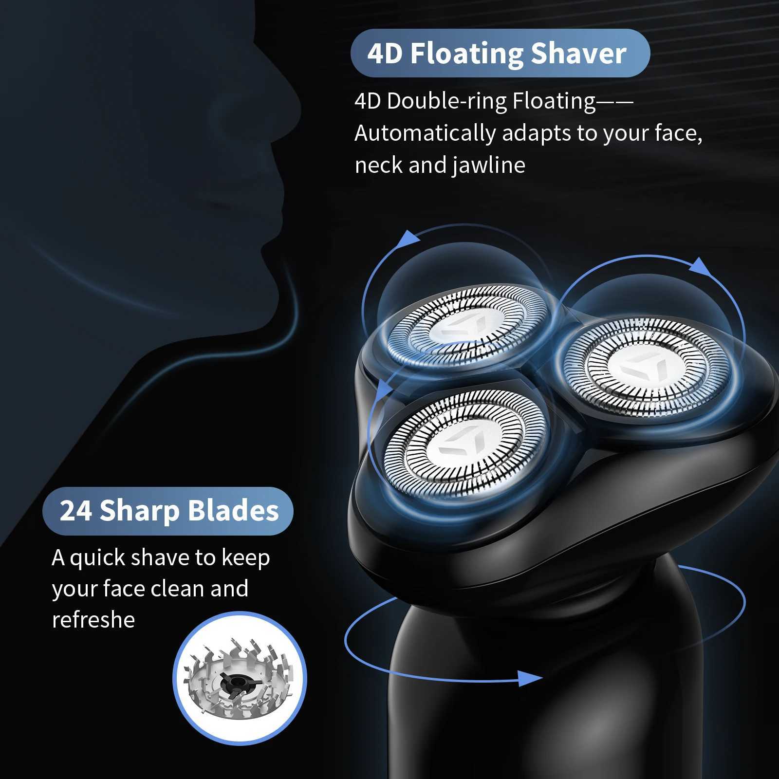Sejoy Mens Electric Shaver 4d Magnetic Floating Cutter Head Ipx7 Waterproof Men Electric Razor For Home Travel Electric ShaverW250117
