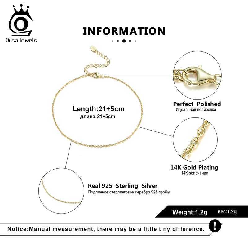 ORSA JEWELS Genuine 925 Sterling Silver Twisted Cb Chain Anklet Basic Chain Foot Beach on Leg Lobster Clasp for Wen SA06 X250125