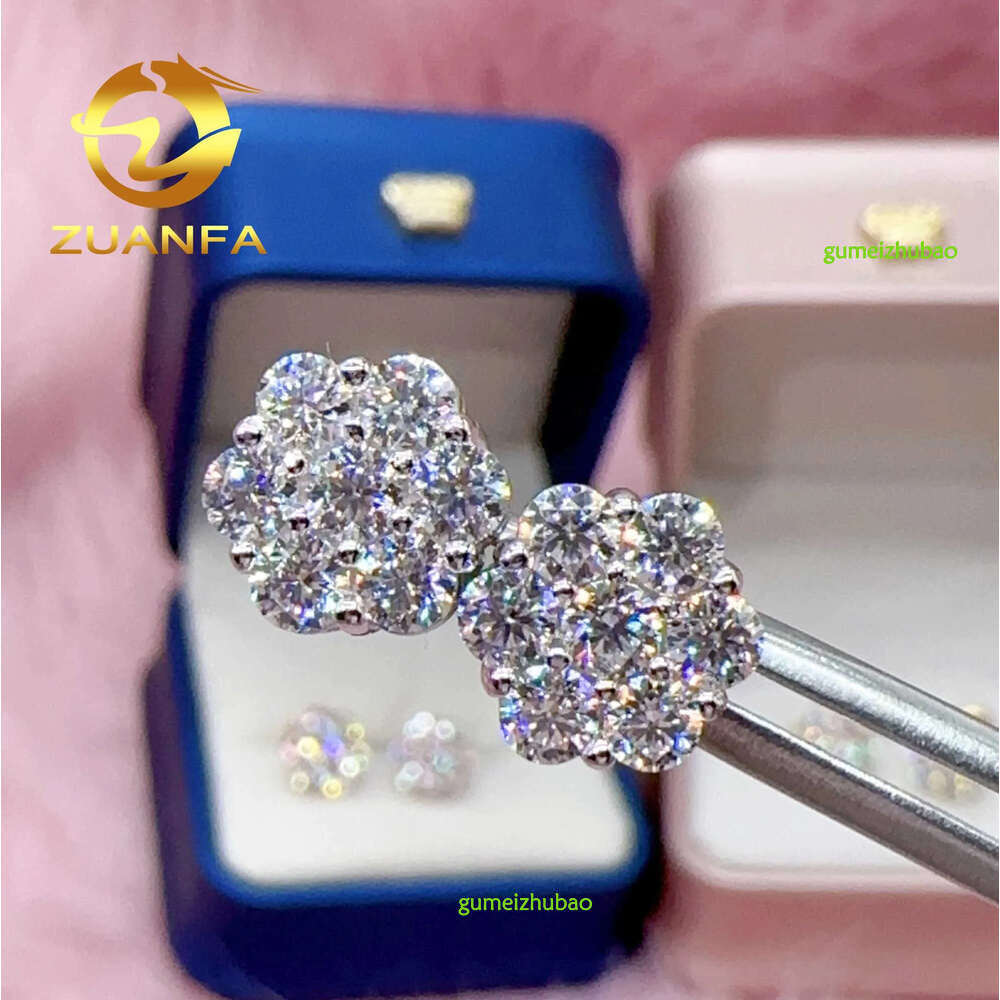 Pass Dia Tester Classic wer cluster Stud Earrings Sterg Sier Moissanite Hip hop Earring for unisex