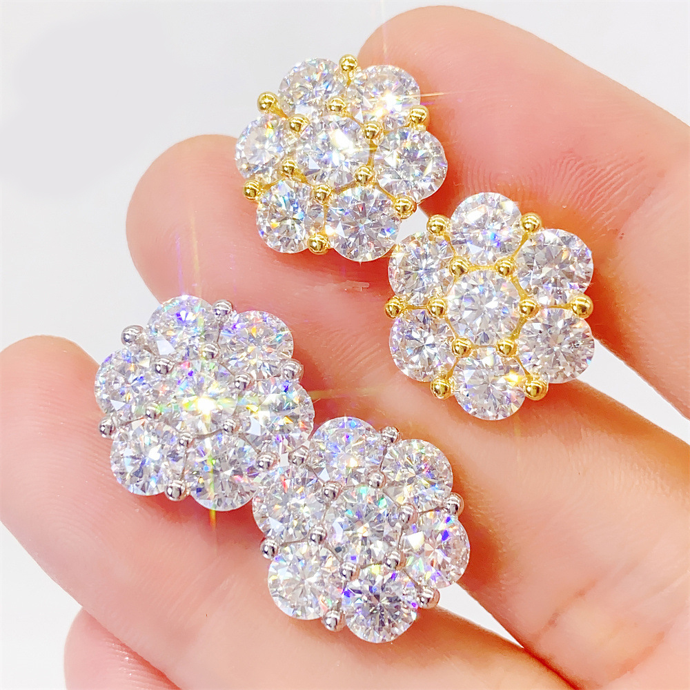 stud earrings designer for women 925 sterling silver pass diamond tester vvs1 D color flower moissanite earrings mens gold earring jewelry valentines 