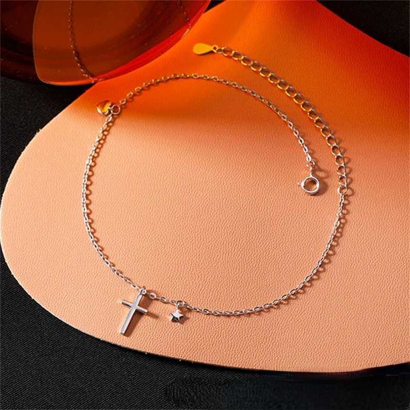 Monkton 925 Sterling Silver Summer Cross Infinite Drop Design Feet Chain Anklets For Women ankle bracelet Simple JewelryXJ250121