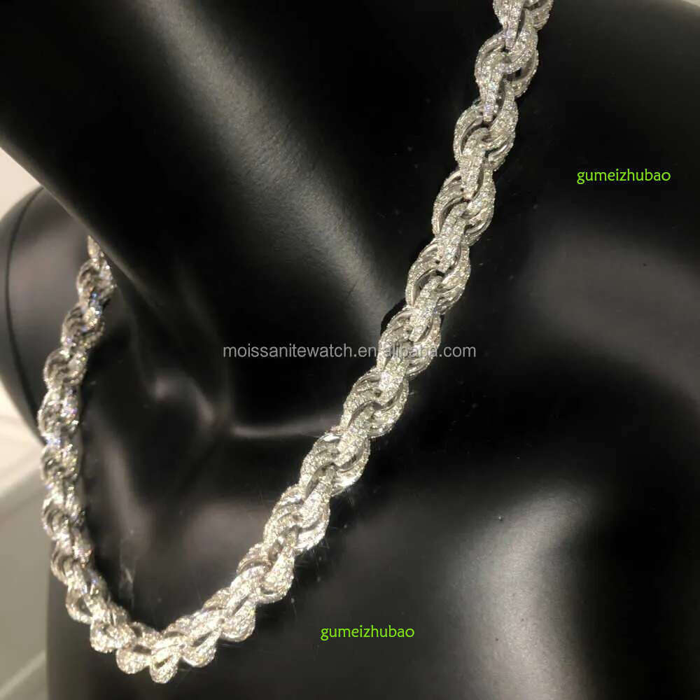 Twisted Moissanite S 10k 14k Solid Gold Hip Hop Men Jewelry Cuban Necklace Iced Out Vvs Dia Rope Chain