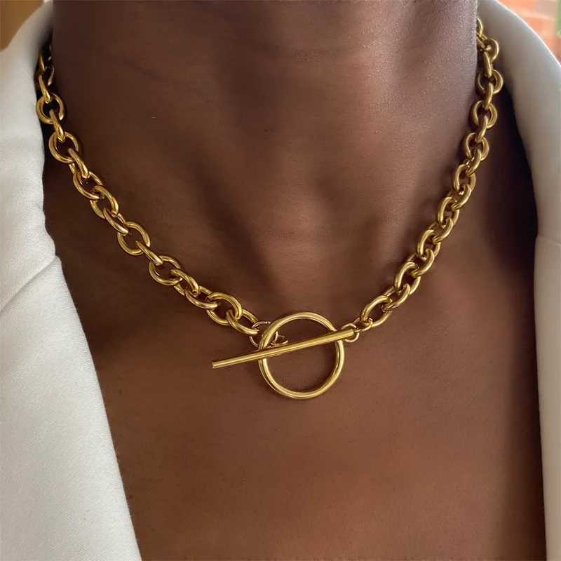 Fashion New Chunky Chain Necklace Women Simple Toggle Clasp Stainless Steel Chain Necklace For Women Jewelry GiftXJ250121 - view 3