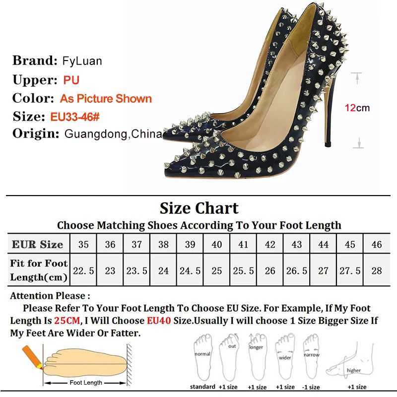 Super Thin Heel 8 10 12CM Sexy All Spikes Rivets Women Pumps Pointed Toe Super High Heels Party Nightclub Fashion Shoes Size 46 Z250121