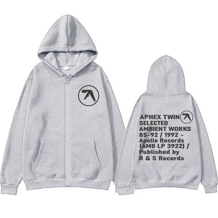 Aphex Twin Ambient Works Records Zip Up Hooded Men Women Harajuku Hip Hop Punk Jackets Sweatshirts Fashion Casual Zipper Hoodies X250125