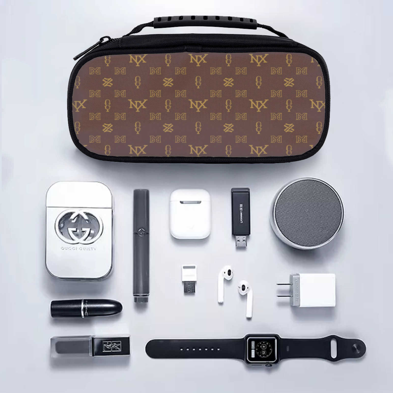 NXY Zipper Large Brown Cosmetic Bag Designer Makeup Bag For Women Travel Make Up Toiletry Bag Washing Pouch Plush Pen Pouch