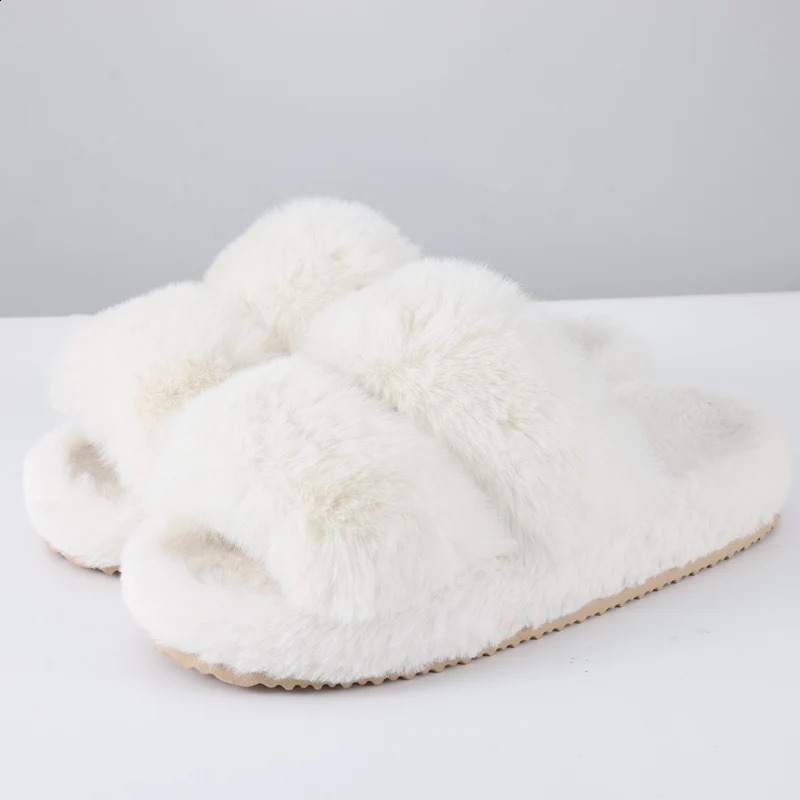 Evshine Women Open Toe Plush Slippers Faux Fur Warm Home Shoes Anti-Slips Fuzzy Fluffy Women Slippers Soft Cozy Bedroom Slippers 250118