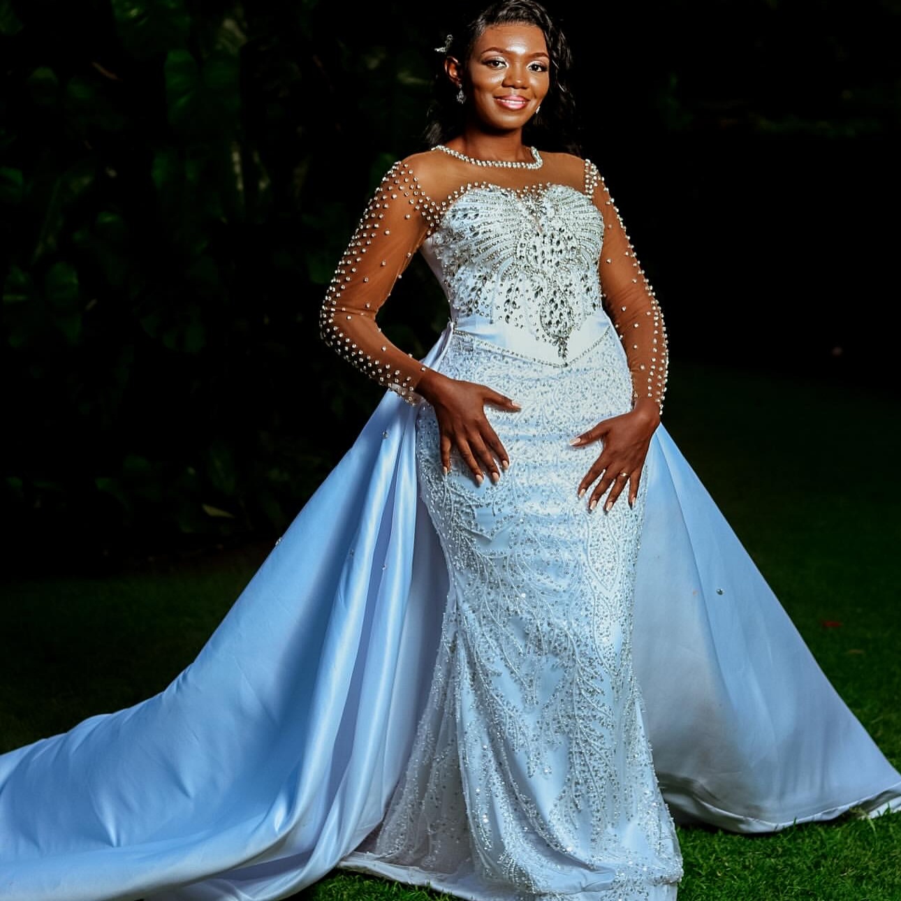 2025 Arabic Aso Ebi Plus Size Ivory Mermaid Wedding Dresses Crystals Beaded Detachable Train Sequined Lace Bridal Gowns Dress For Bride