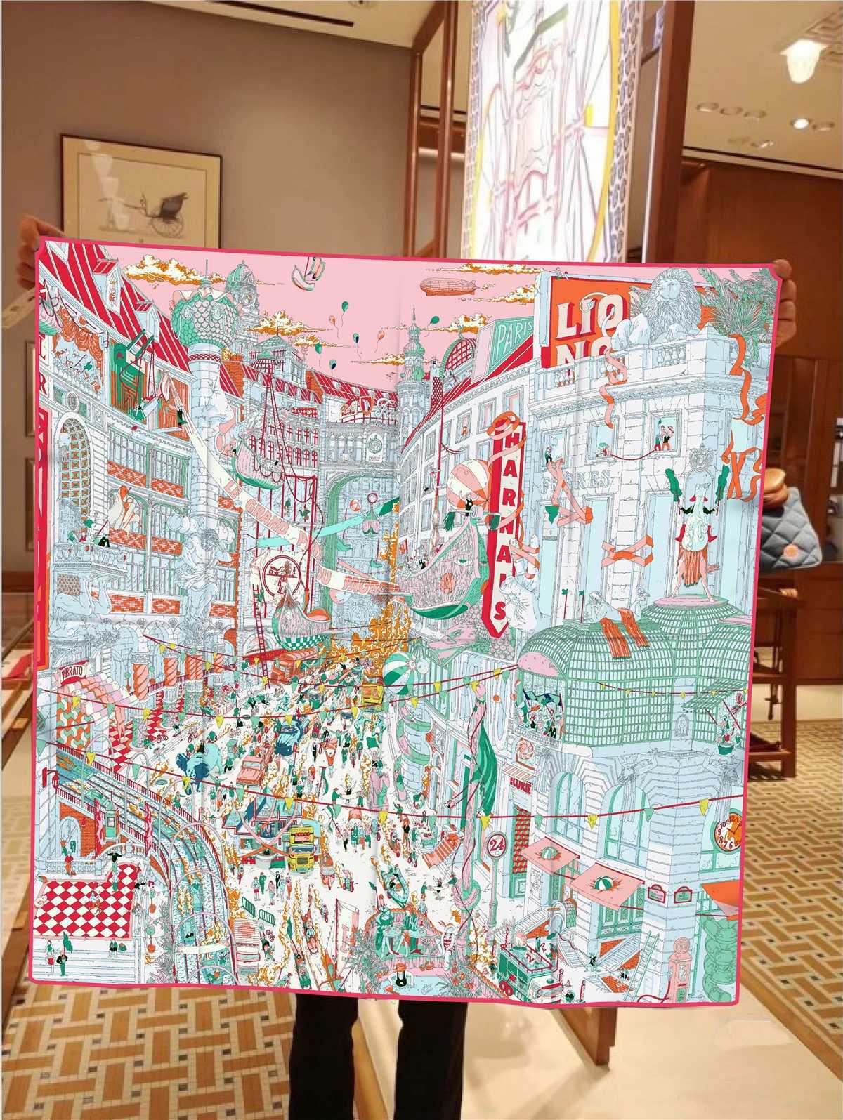 90cm Brand Square Scarf Women Fashion Twill % Silk Scarf Shl Design Hijab Bandana Foulard Neckerchief Shopping Mall Scarf W250118