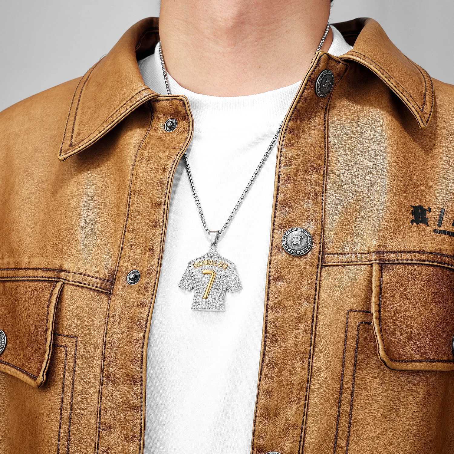 Football Jersey Messi Cristiano Ronaldo Neymar Mbapp Harland Men Necklaces Stainless Steel Pendant Chain Fashion Jewelry GiftsXJ250121
