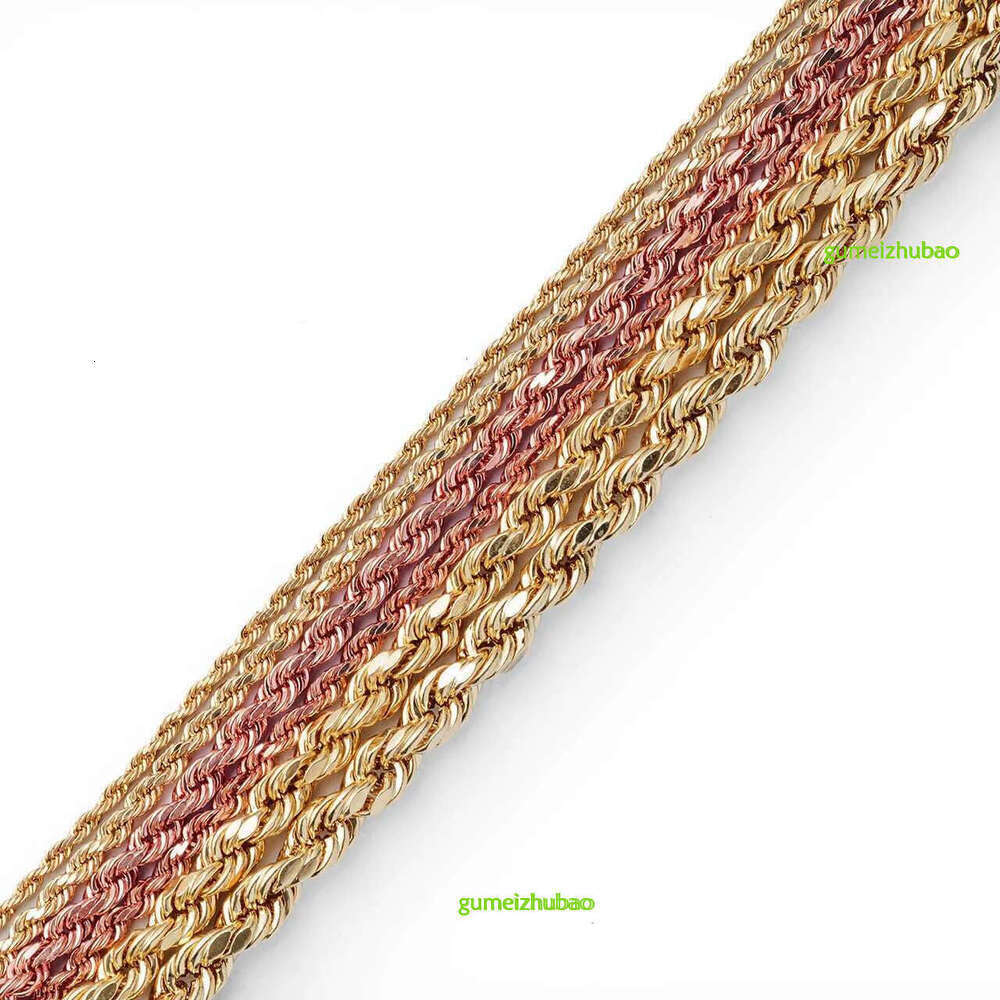 Real 10K 14K Solid Gold Rope Chains For Men Hip Hop Necklace