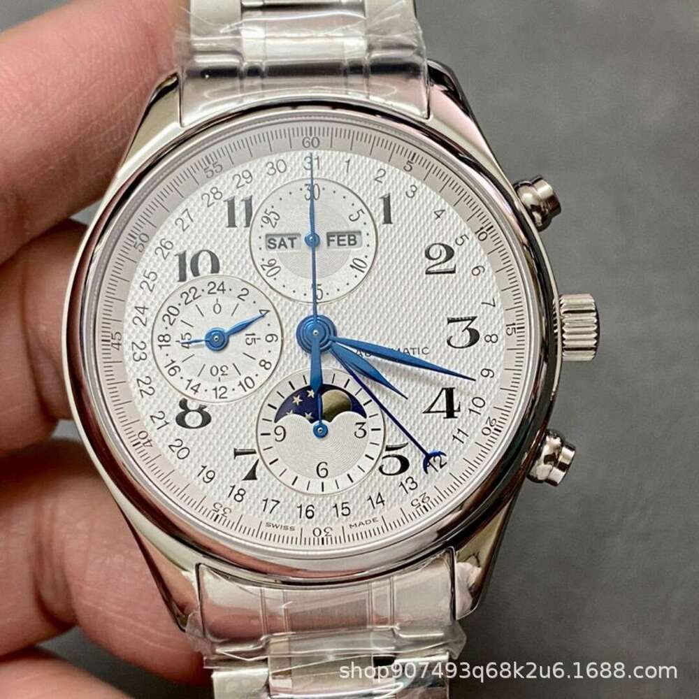 Master Craftsman Moon Phase Eight Needle Multifunctional Chronometer for Men, Fully Automatic Mechanical Hollow out