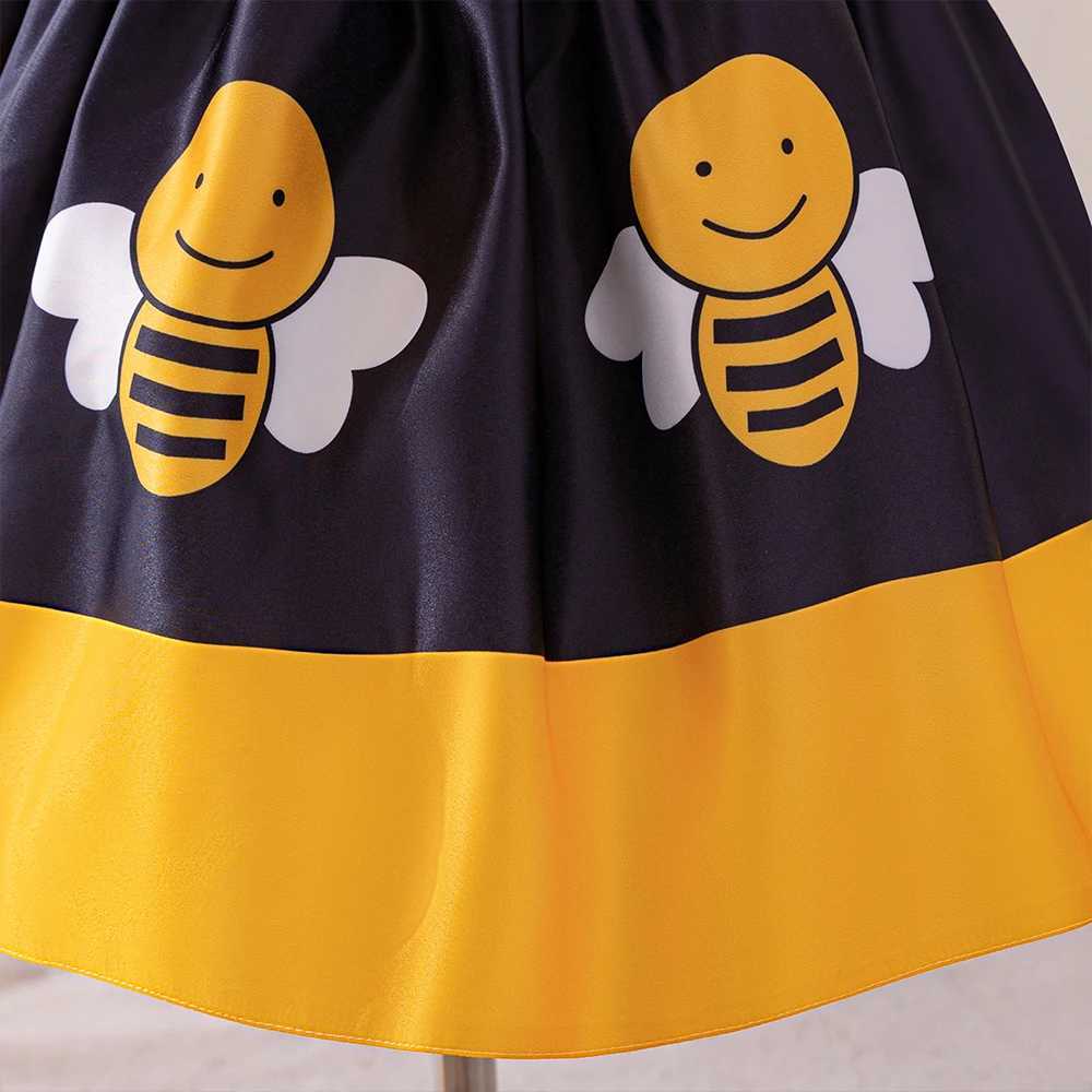 Yellow Bee Tutu ParTY Dress for Baby Girl Kids Bee Stripe Summer Casual Dress CHIldren Bow Daily Holiday Dress Girls Wear X250220