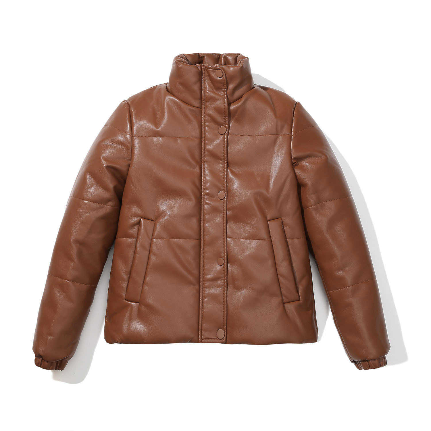 European Autumn Winter Short Leather Womens Coat Thickened Cotton Padded Bread Suit Womens Leather Womens Jacket 241209